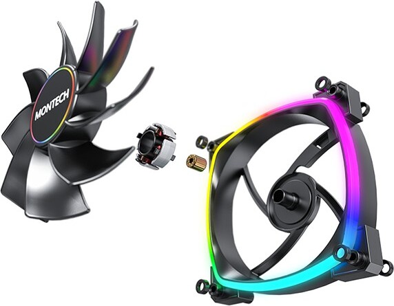Montech rx140 pwm black ventilatorhuis 6 orig - Montech RX140 PWM ARGB Reverse Blade 140mm Case Fan - Black