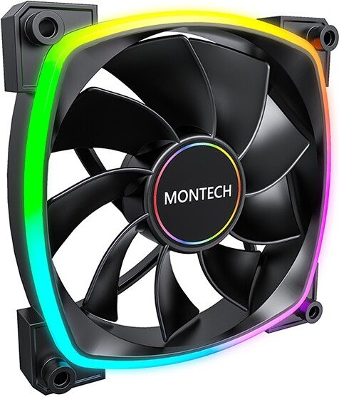 Montech rx140 pwm black ventilatorhuis - Montech RX140 PWM ARGB Reverse Blade 140mm Case Fan - Black