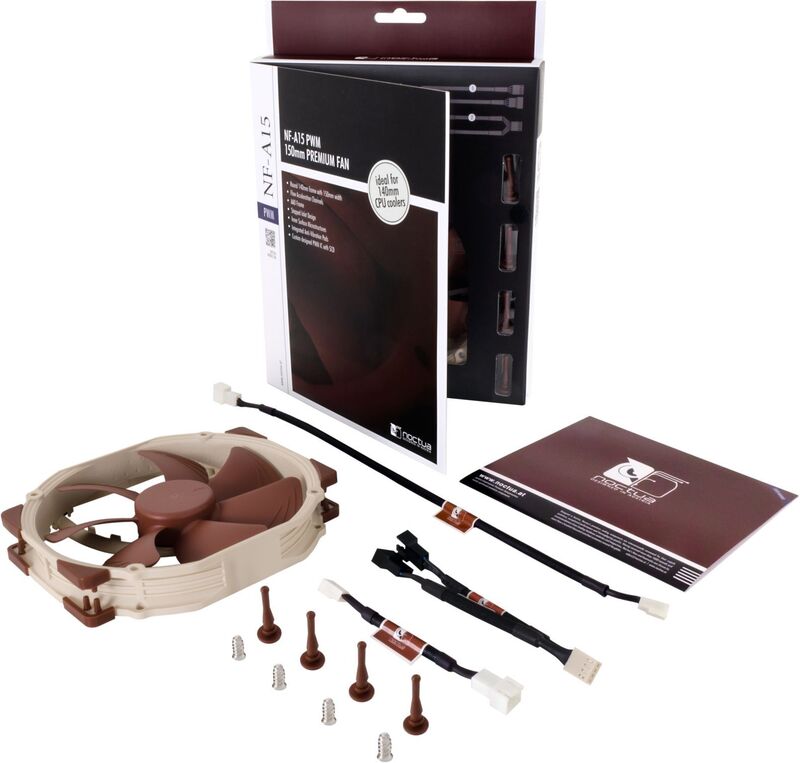 Noctua hardwarekoeling nf a15 pwm cas 5 orig - Noctua NF-A15 PWM Premium Quiet Fan 140mm Case Fan (Beige/Brown)