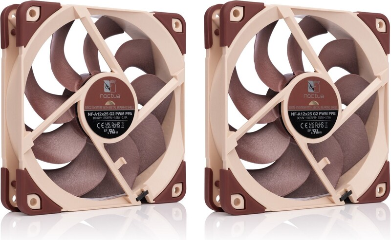 Noctua nf a12x25 g2 pwm sx2 pp 776844 2 orig - Noctua NF-A12x25 G2 PWM Sx2-PP Set of 2 120mm Case Fan (Brown/Beige)