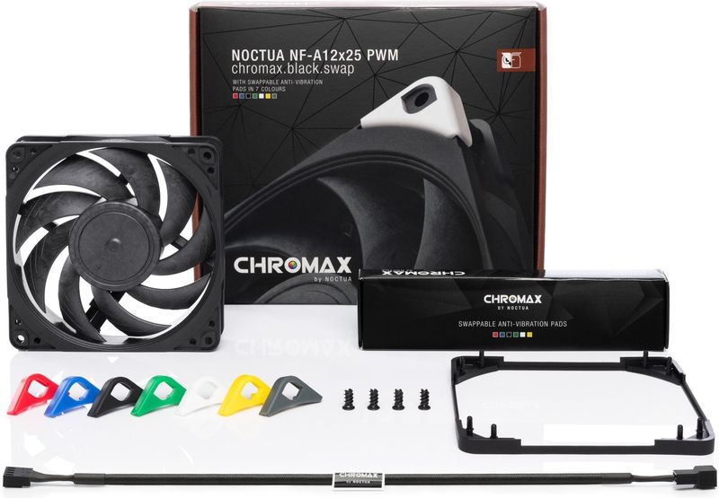 Noctua nf a12x25 pwm chromax black sw 3 orig - Noctua NF-A12x25 PWM chromax.black.swap Premium 120mm Case Fan (Black)