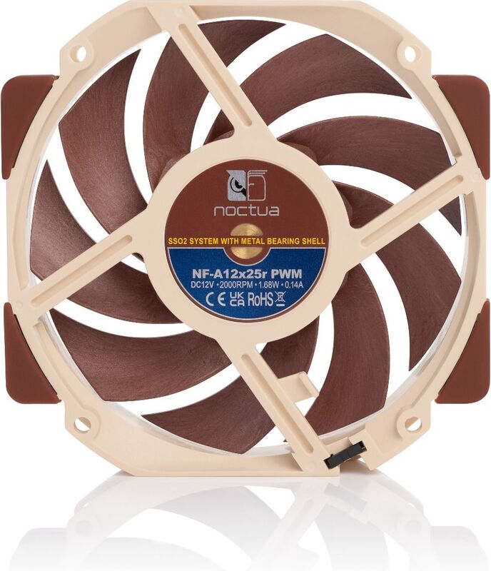 Noctua nf a12x25r pwm ventilatorhuis 4 orig - Noctua NF-A12x25R PWM Premium Quiet Round 120mm Case Fan (Brown/Beige)