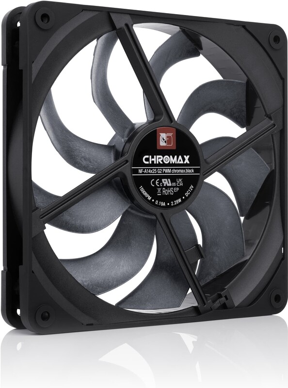 Noctua nf a14x25 g2 pwm chromax black 2 orig - Noctua NF-A14x25 G2 PWM chromax.black 140mm Case Fan (Black)