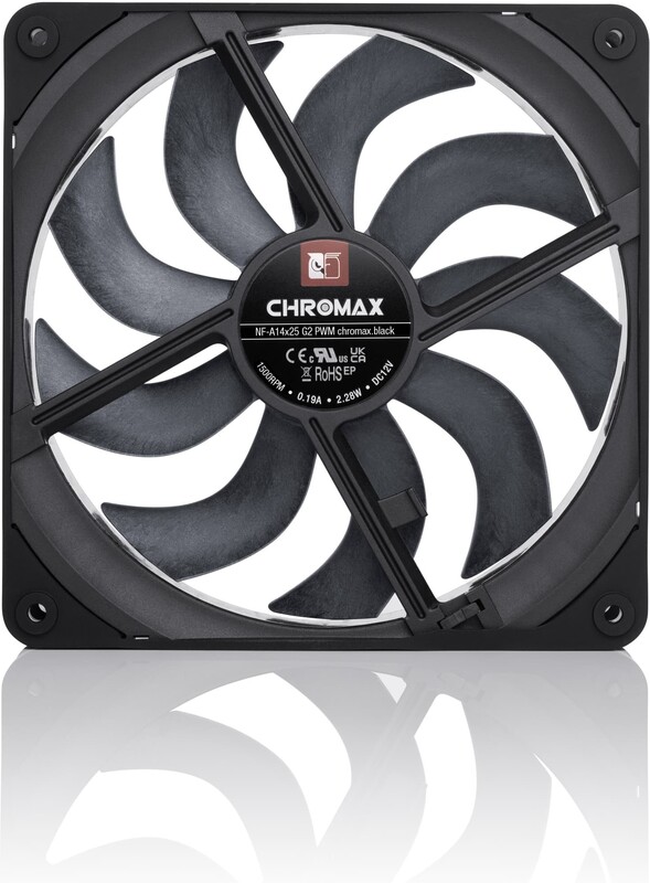 Noctua nf a14x25 g2 pwm chromax black 4 orig - Noctua NF-A14x25 G2 PWM chromax.black 140mm Case Fan (Black)