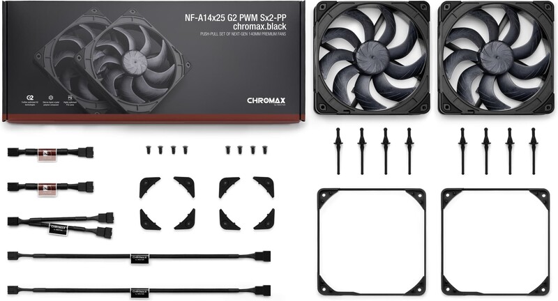 Noctua nf a14x25 g2 pwm sx2 pp 776938 4 orig - Noctua NF-A14x25 G2 PWM Sx2-PP chromax.black 140mm Case Fan (Black)