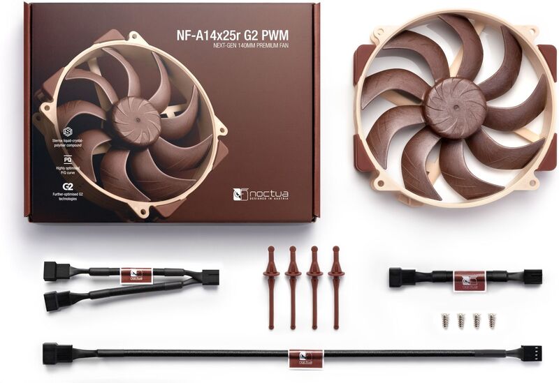 Noctua nf a14x25r g2 pwm 4 orig - Noctua NF-A14x25r G2 PWM Premium Quiet 140mm Case Fan (Brown/Beige)