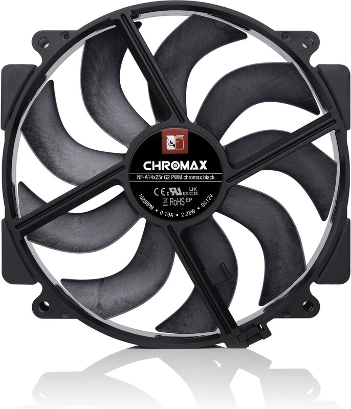 Noctua nf a14x25r g2 pwm chromax blac 776513 3 orig - Noctua NF-A14x25r G2 PWM chromax.black Round-Frame 140mm Fan Case Fan