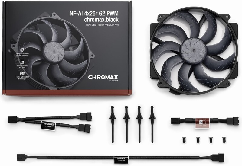 Noctua nf a14x25r g2 pwm chromax blac 776513 4 orig - Noctua NF-A14x25r G2 PWM chromax.black Round-Frame 140mm Fan Case Fan
