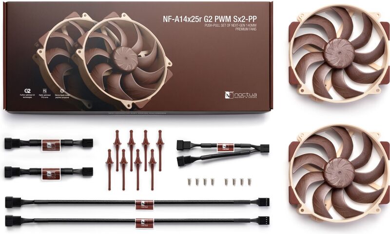 Noctua nf a14x25r g2 pwm sx2 pp 776849 4 orig - Noctua NF-A14x25r G2 PWM Sx2-PP Push-Pull Fan Set (140mm) Case Fan