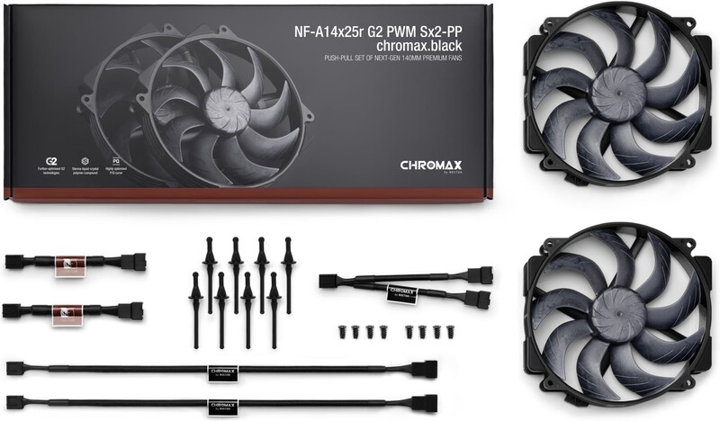 Noctua nf a14x25r g2 pwm sx2 pp 776850 4 orig - Noctua NF-A14x25r G2 PWM Sx2-PP chromax.black 140mm Case Fan (Black)