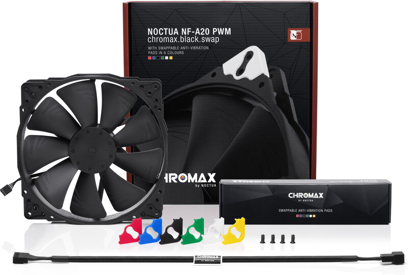 Noctua nf a20 pwm chromax black swap 3 orig - Noctua NF-A20 PWM chromax.black.swap Behuizing 200mm Case Fan (Black)