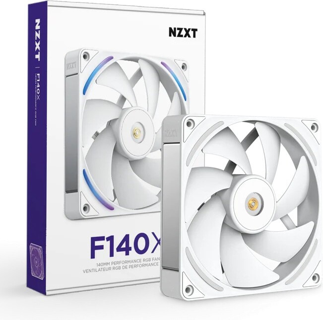 Nzxt f140x case fan 776451 2 orig - NZXT F140X RGB Performance PWM Fan White 140mm Case Fan (White)
