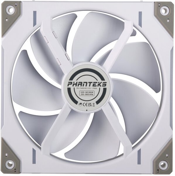 Phanteks d30 140 pwm regular 4 orig - Phanteks D30-140 PWM Regular Airflow 3-Pack 140mm Case Fan (White)