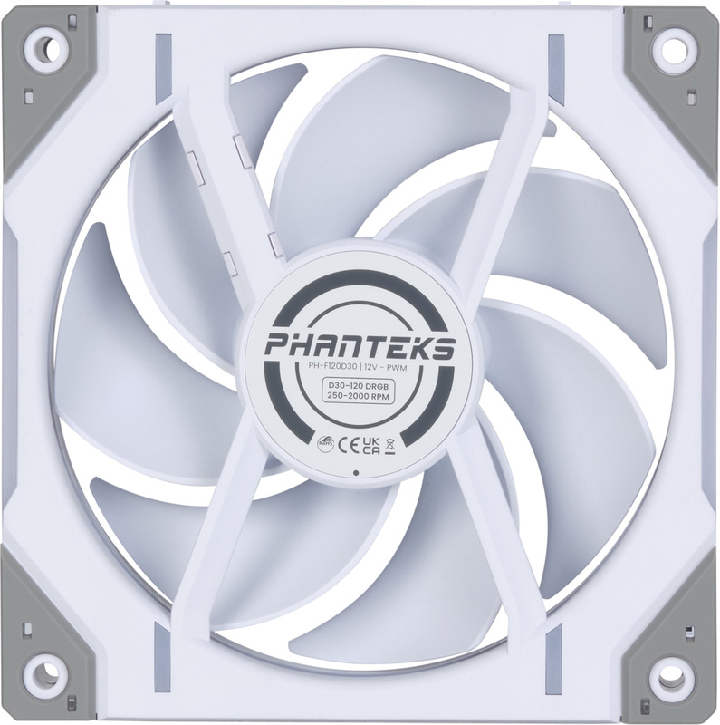 Phanteks d30 pwm regular airflow d whit 776546 2 orig - Phanteks D30-120 PWM D-RGB Regular Airflow Fan 120mm Case Fan (White)