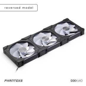 D30-140 PWM D-RGB Reverse Airflow Black 3-Pack 140mm Case Fan (Black) - afbeelding 2