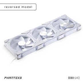 D30-140 D-RGB Reverse Airflow PWM White 3-Pack 140mm Case Fan (White) - afbeelding 2
