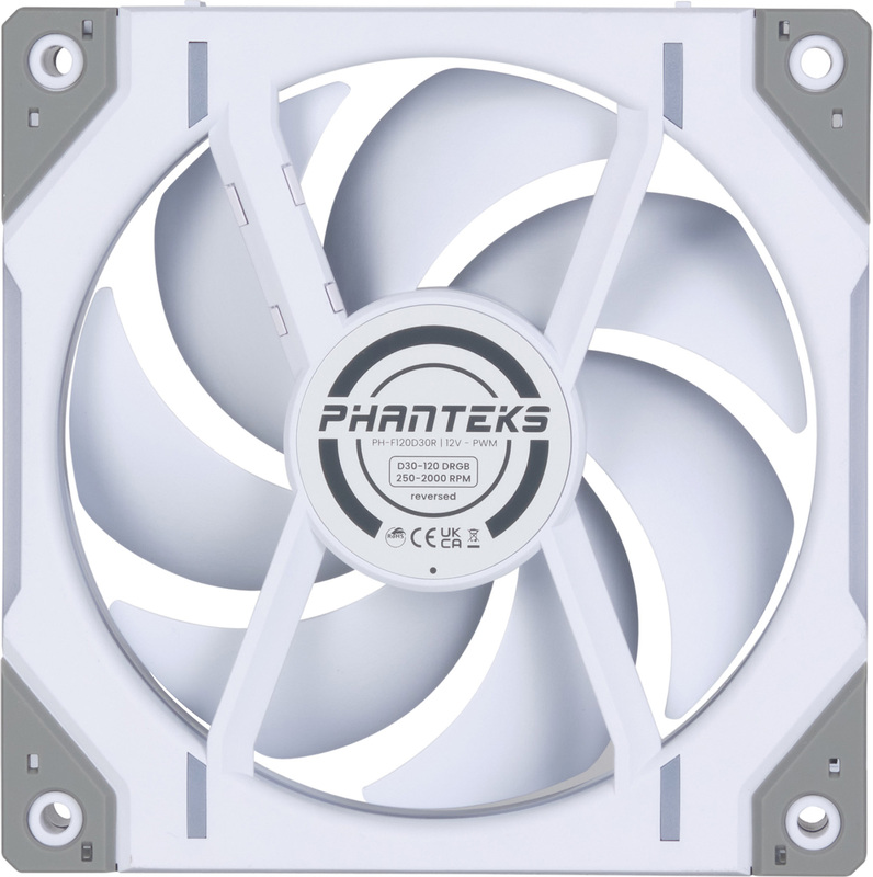 Phanteks d30 pwm reverse airflow d whit 776455 3 orig - Phanteks D30-120 PWM D-RGB Reverse Airflow Fan 120mm Case Fan (White)