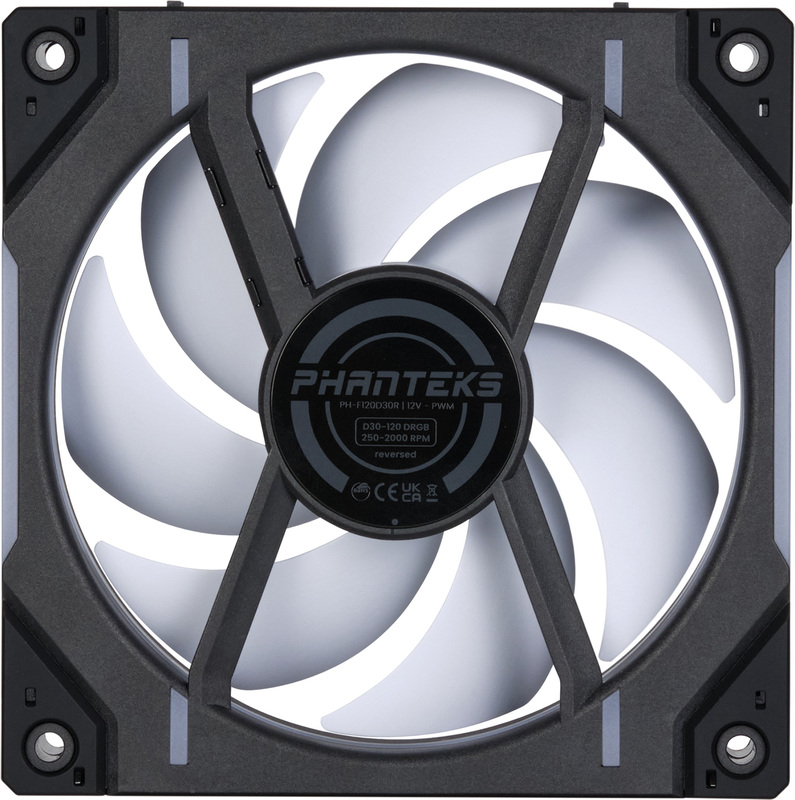 Phanteks ph f120d30r d ventilatorhuis r 4 orig - Phanteks D30-120 Reversed D-RGB PWM Fan Black 120mm Case Fan (Black)
