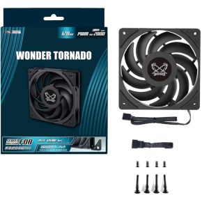 Wonder Tornado 120 PWM 2000 RPM 120mm Case Fan (Black/Grey) - afbeelding 7