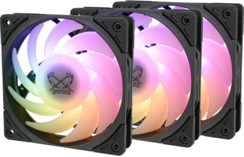 Scythe wonder tornado black ventilato - Scythe Wonder Tornado 120 ARGB PWM Triple Pack 120mm Case Fan (Black)
