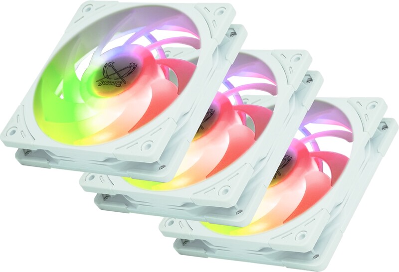 Scythe wonder tornado white ventilato 3 orig - Scythe Wonder Tornado 120 White ARGB 3-Pack 120mm Case Fan (White)