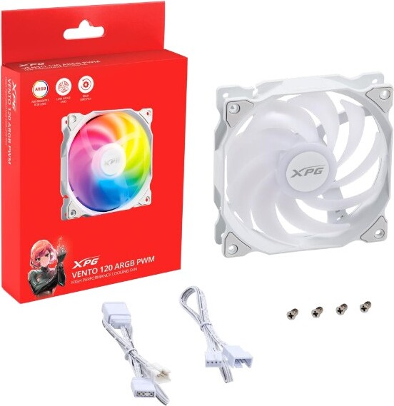 Xpg vento 120 pwm 777024 4 orig - XPG Vento 120 ARGB PWM White 120mm Case Fan (White)
