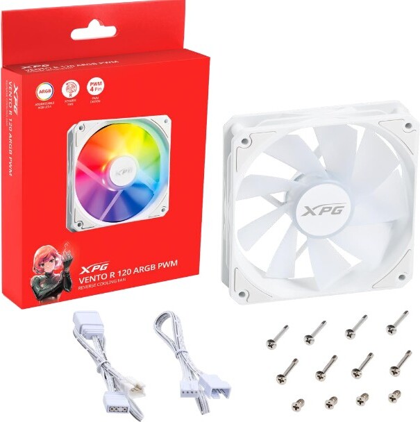 Xpg vento r 120 pwm reverse blade 776344 4 orig - XPG VENTO R 120 ARGB PWM White Reverse Blade 120mm Case Fan (White)