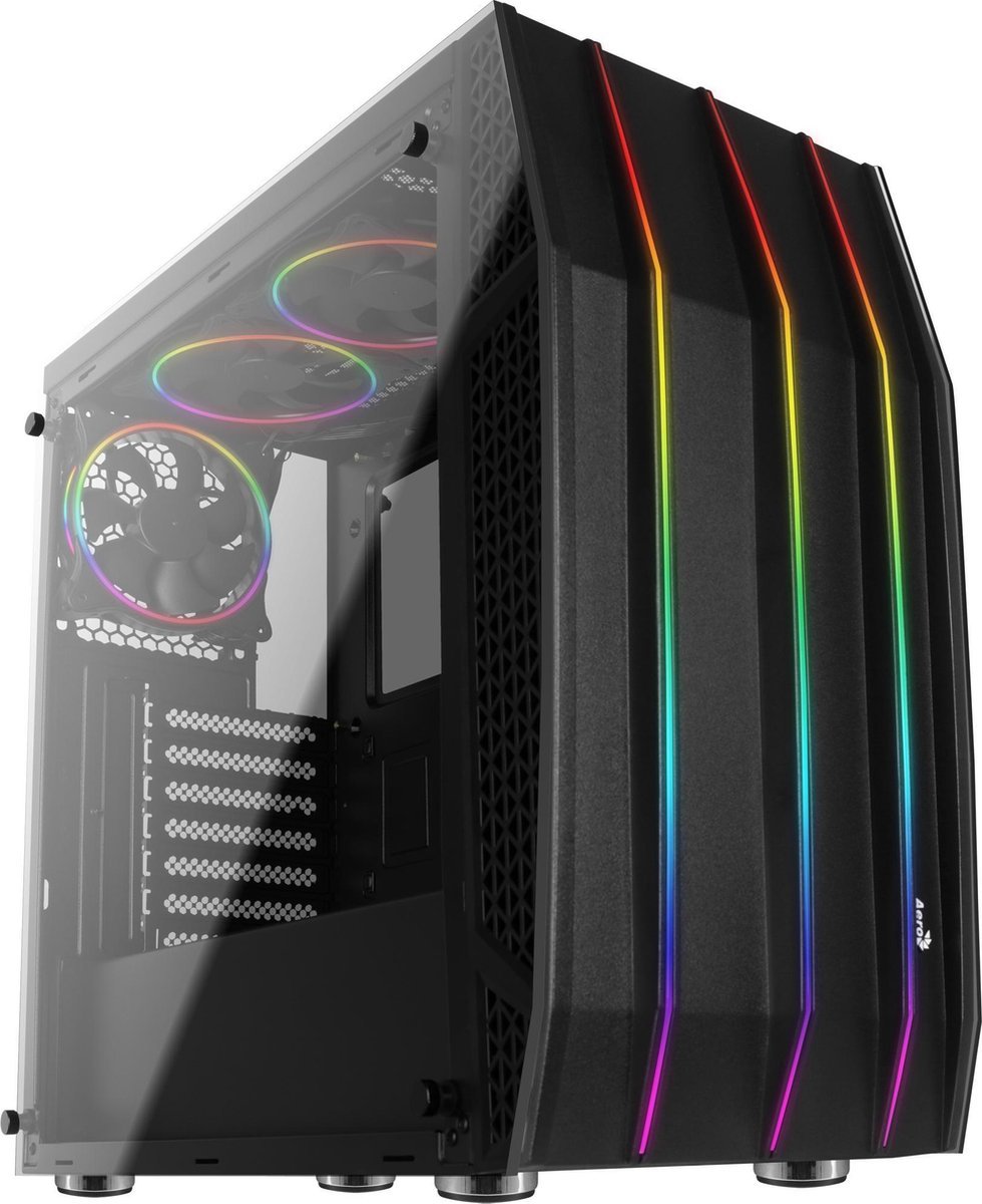 Aerocool Klaw Rgb Zwart (Gehard Glas) - Behuizing Zonder Voeding - Atx-Formaat