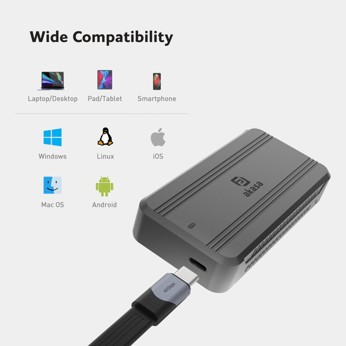 Akasa ak enu4m2 01 m 2 ssd 2 orig - Akasa AK-ENU4M2-01 USB4 40Gbps Schijfbehuizing (zwart)