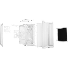 Pure Base 501 Dx White, 450 X 231 X 449, 1X Usb-C, 2X Usb 3.0, Hd Audio, 2X 3,5, 5X 2,5, Inc 3X 140 Mm Pure Wings 3, Mesh Front With Argb, Tg Side - afbeelding 3