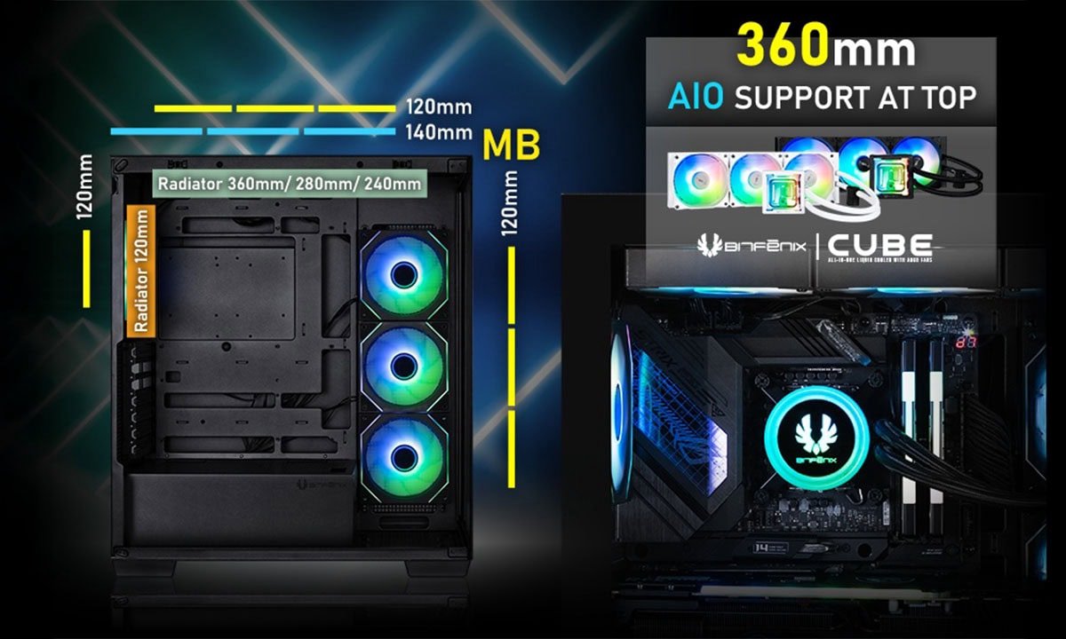 X8 Fishtank ARGB Black Mid Tower Case + 850W PSU - afbeelding 2