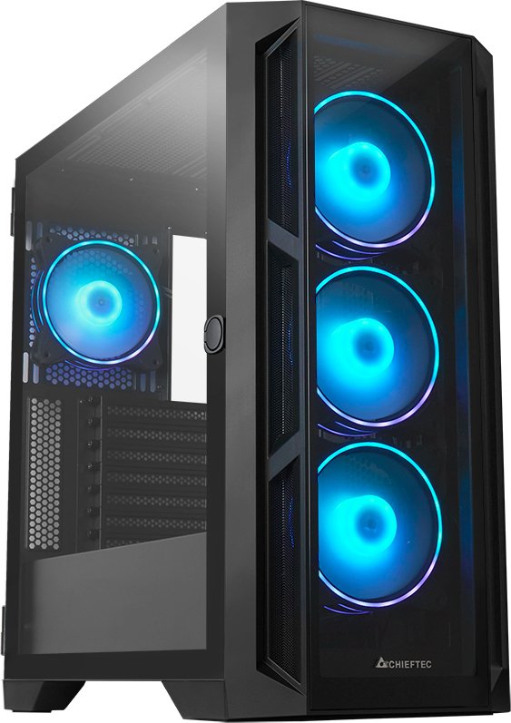 Chieftec apex midi tower behuizing - Chieftec APEX GA-01B-TG-OP ATX Midi Tower Behuizing (Black)