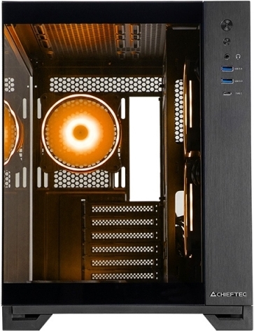 Chieftec visio midi tower behuizing 8251 2 orig - Chieftec Visio Black Gaming Dual-Chamber Behuizing