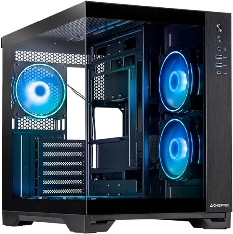 Chieftec visio midi tower behuizing 8251 - Chieftec Visio Black Gaming Dual-Chamber Behuizing