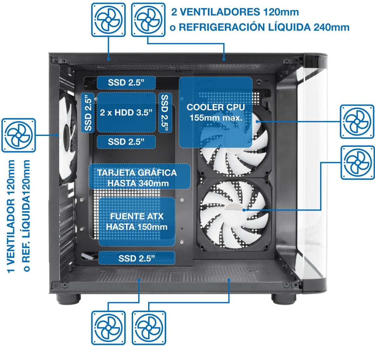Coolbox Gm100 Vision Pc-Behuizing Zwart - afbeelding 8