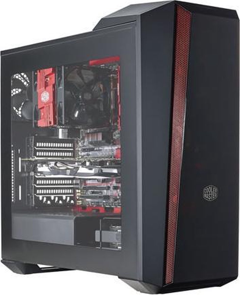 Cooler Master Masterbox 5T Midi Tower Zwart, Rood behuizing - afbeelding 4