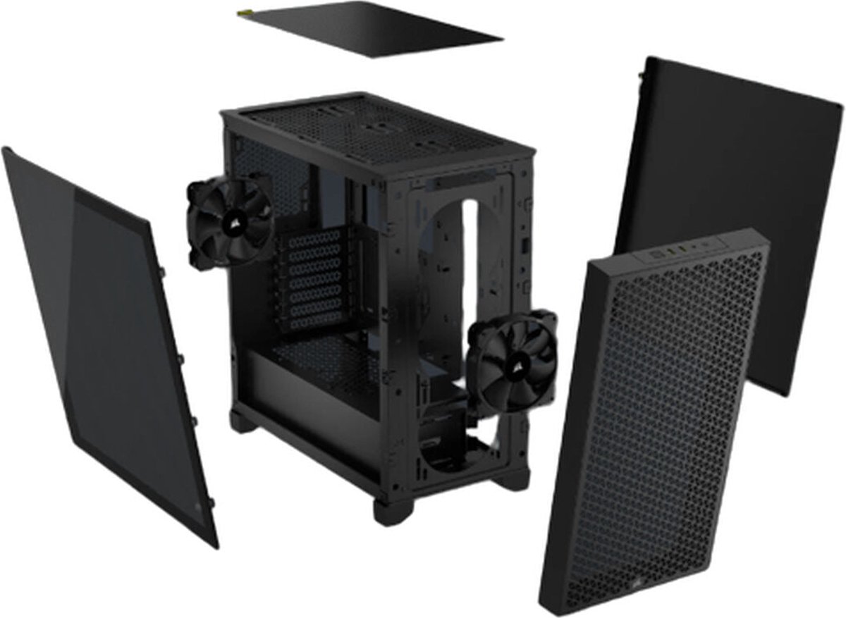 Corsair 3000D Airflow - Midtowermodel Atx - Gehard Glas - Zwart behuizing - afbeelding 3
