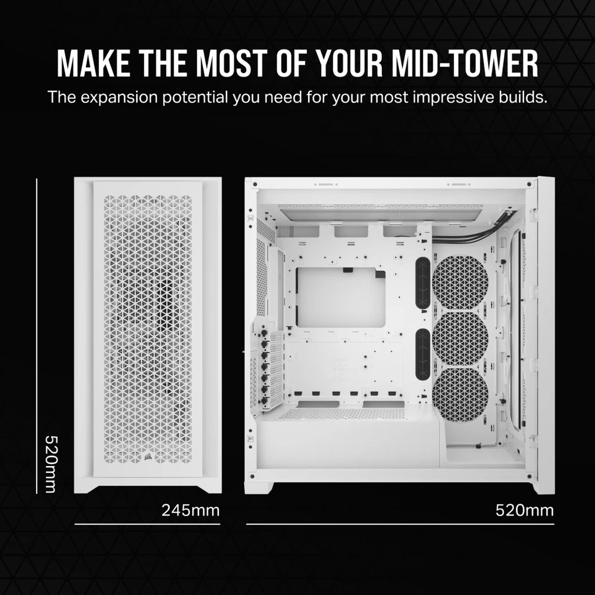 Corsair 5000D Core Airflow Mid-Tower Atx Pc Case - White - afbeelding 8
