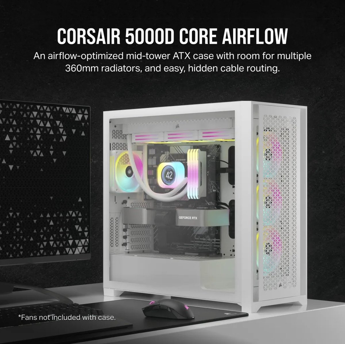 Corsair 5000D Core Airflow Mid-Tower Atx Pc Case - White - afbeelding 9