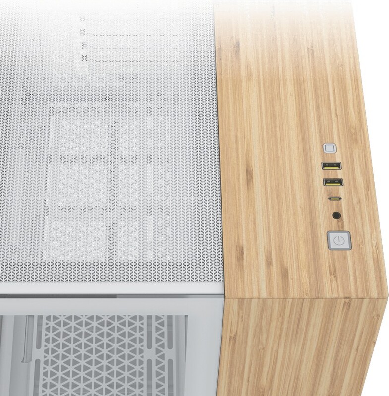 Corsair case 2500x wit bamboe 2 orig - Corsair 2500X RGB Micro ATX Dual Chamber PC Case - White/Bamboo Wood