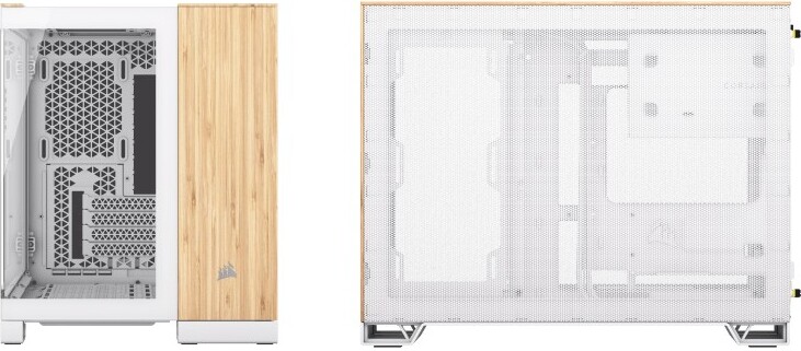 Corsair case 2500x wit bamboe 3 orig - Corsair 2500X RGB Micro ATX Dual Chamber PC Case - White/Bamboo Wood