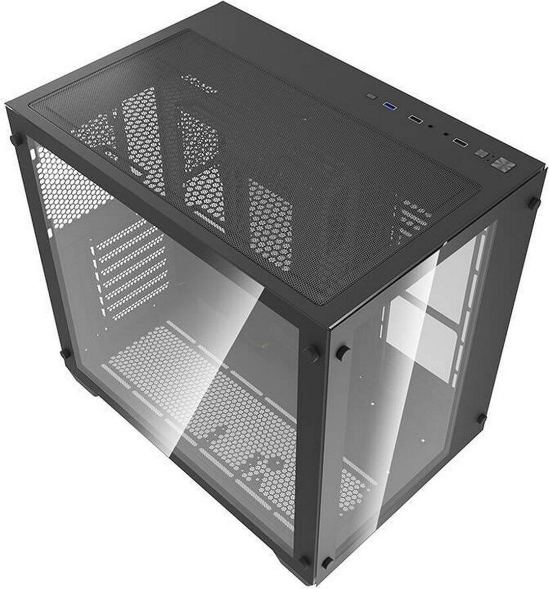 C285 Black ATX Mid-Tower PC Case met Gehard Glas - afbeelding 5