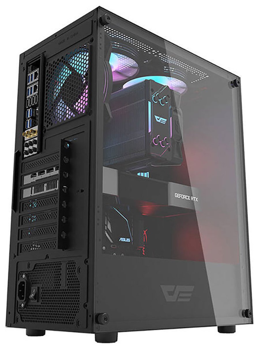 DK100 Black Mid Tower PC Case - afbeelding 2