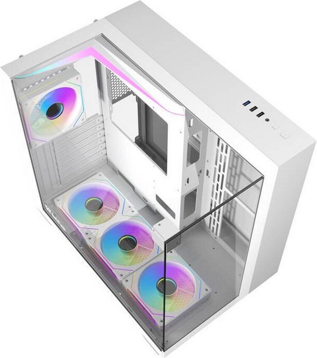 TH285 White Tempered Glass Mid Tower ATX Computer Case - afbeelding 3