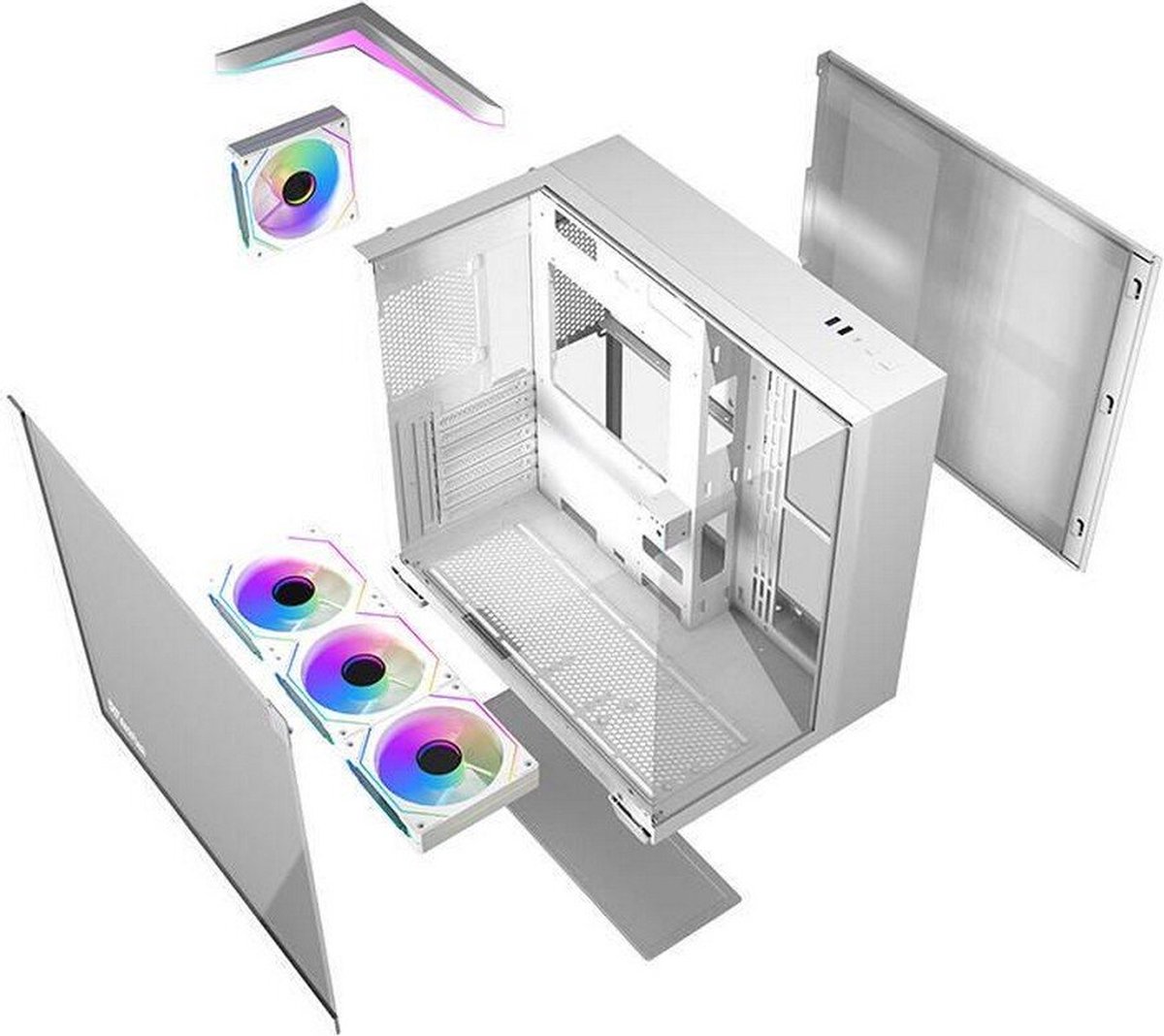 TH285 White Tempered Glass Mid Tower ATX Computer Case - afbeelding 4