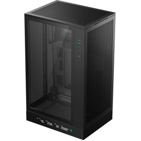 Ch270 Digital Micro-Atx Mini Tower Pc Case, High Airflow Mesh Panels, Digital Vertical Base, Full-Sized Air Cooler Support, Direct Insert Gpu Capable, Support 360Aio, Black - afbeelding 2