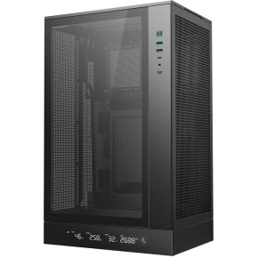 Ch270 Digital Micro-Atx Mini Tower Pc Case, High Airflow Mesh Panels, Digital Vertical Base, Full-Sized Air Cooler Support, Direct Insert Gpu Capable, Support 360Aio, Black - afbeelding 3
