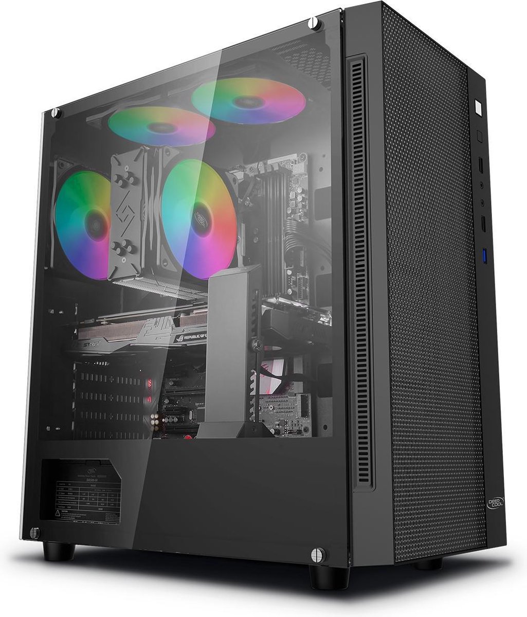 Matrexx 55 Mesh Tempered Glass E-ATX Mid Tower Case - Black - afbeelding 2