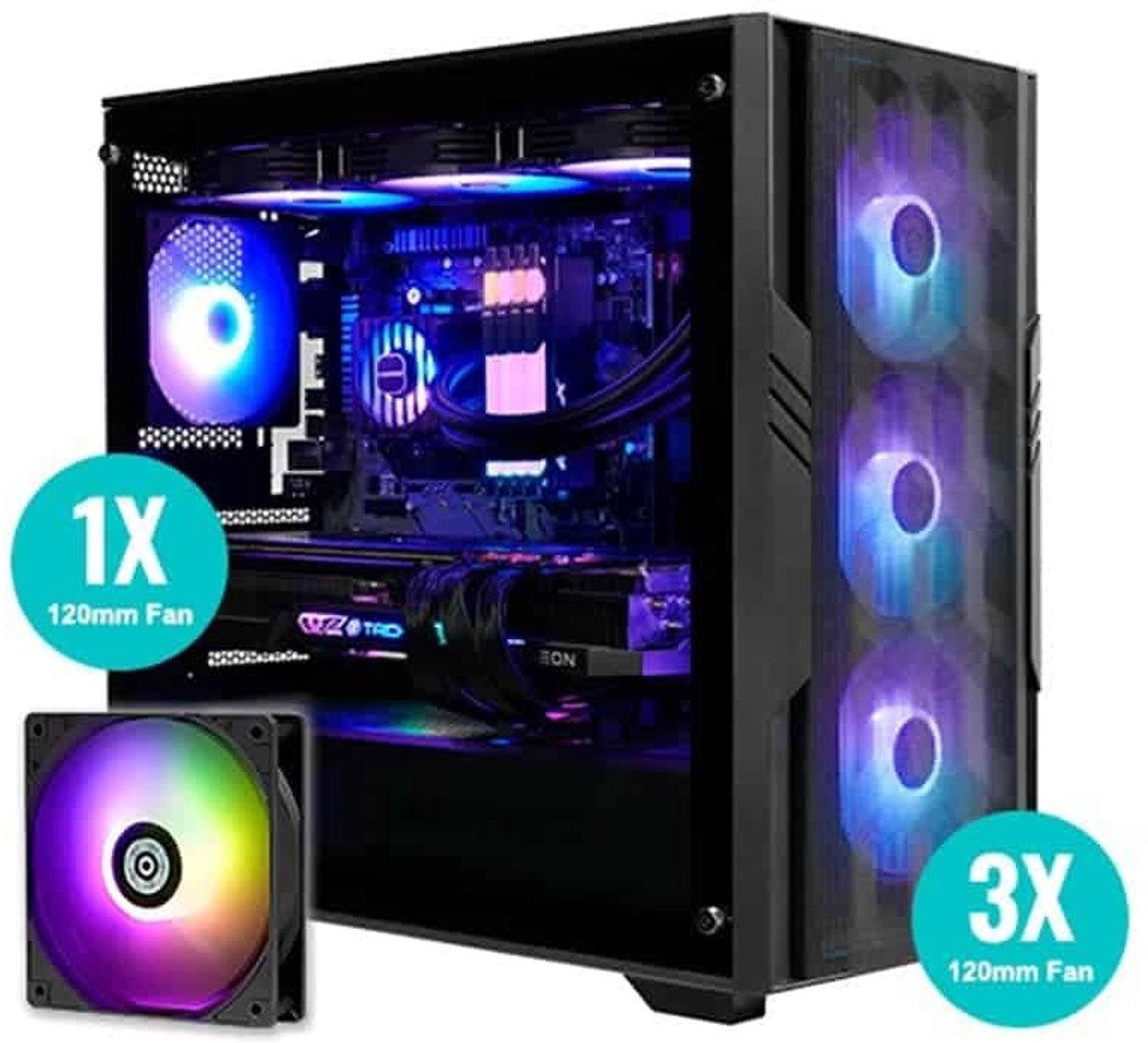 StarryFort SF70H ARGB Mid-Tower Gaming Case + MaxPro III 700W PSU - afbeelding 5