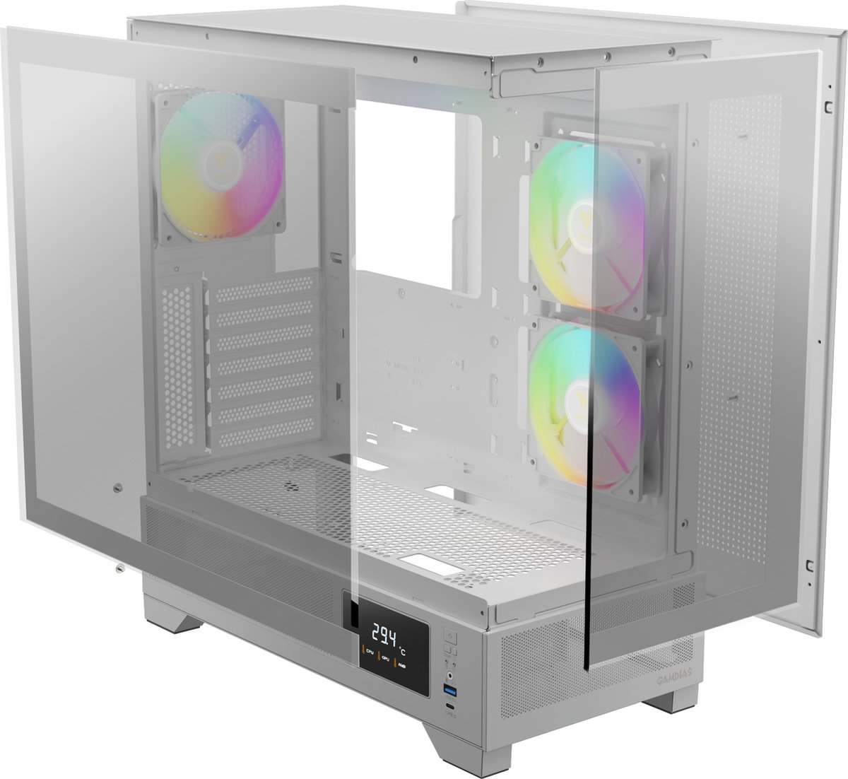 Atlas M1 Aquarium Gaming Case White - afbeelding 4